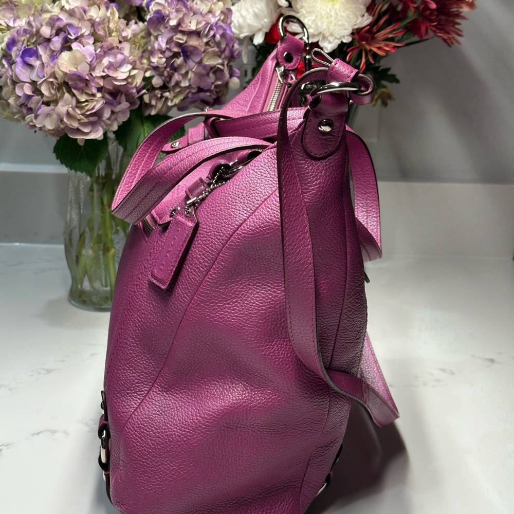 Coach Alexandra Purple Convertible Leather Shoulder Bag + COA - Picture 6 of 13